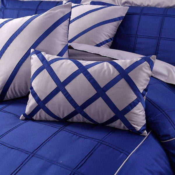Luxury Box Pleats Duvet Set - Blue And Grey (073)