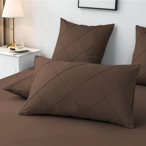 Cross Pleated Duvet Set - Chocolate (029)