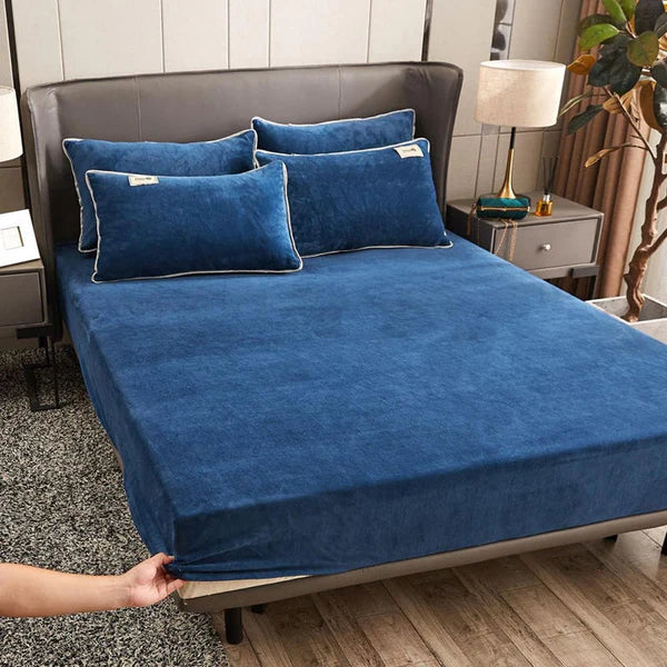Velvet Fitted Sheet - Blue
