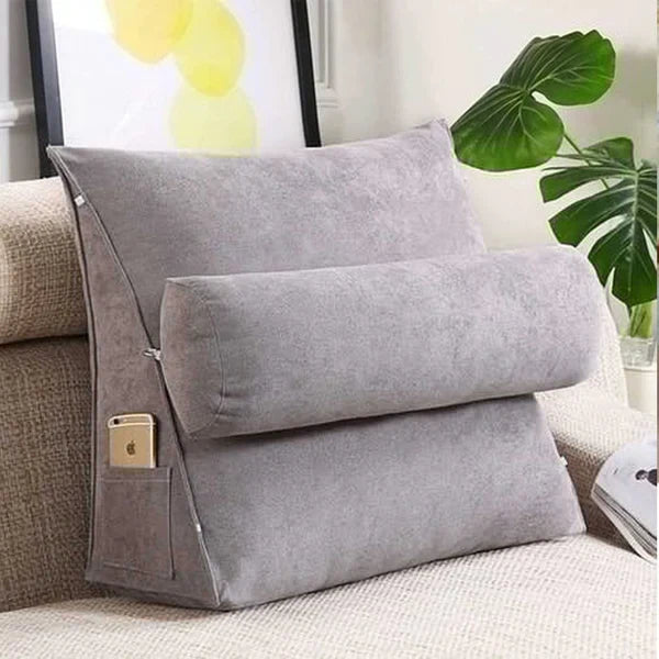 Triangular Back Rest Pillow/Cushion - Grey