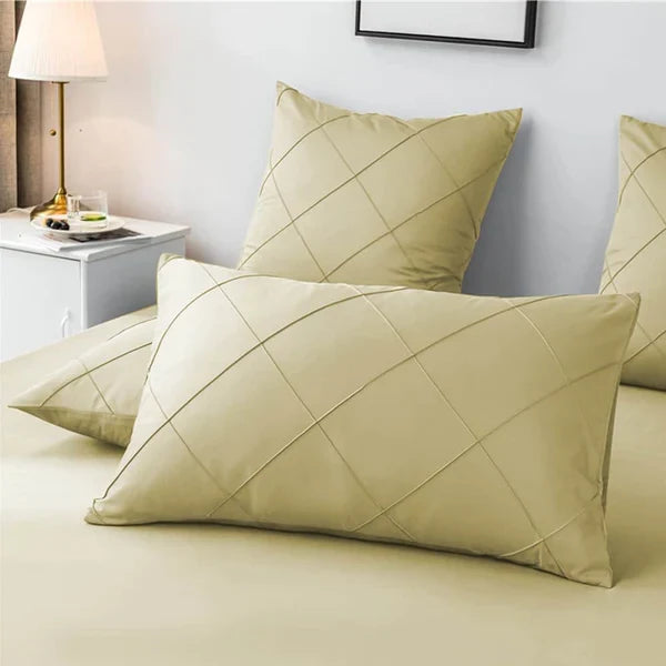 Cross Pleated Duvet Set - Cream (030)