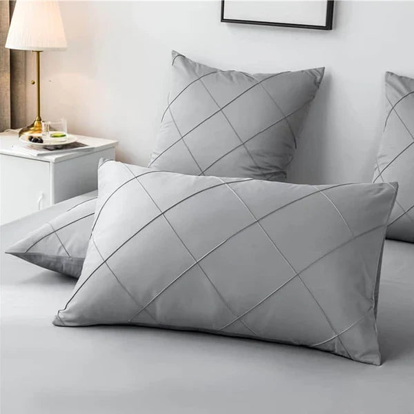 Cross Pleated Duvet Set - Grey (032)