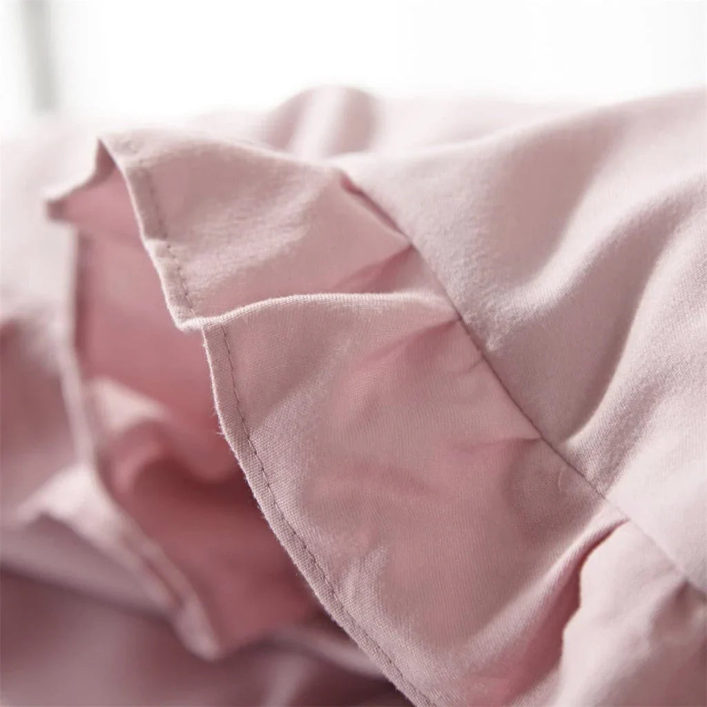 3 Pcs Ruffle Edge Duvet Cover Set - Blush Pink (255)