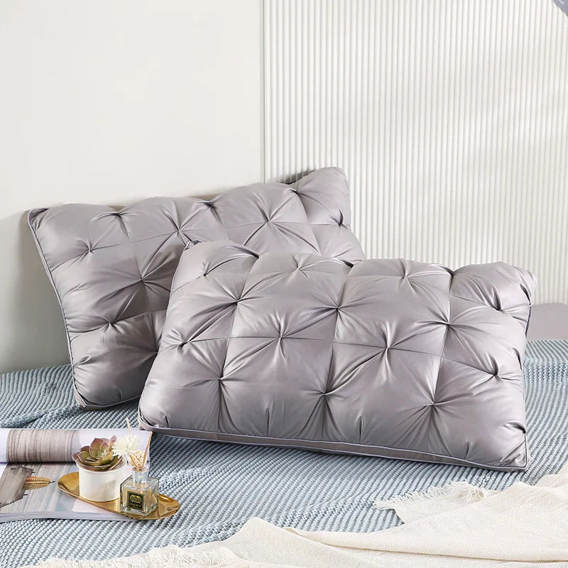 Pack of 2 Filled Pintucks Pillows- Silver Grey