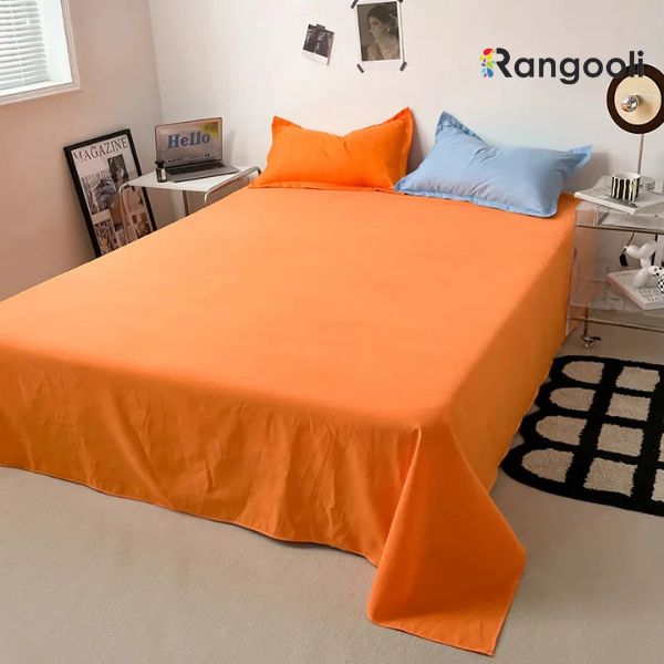 Reversible Duvet Cover Set King Size - Sky Blue & Orange (164)