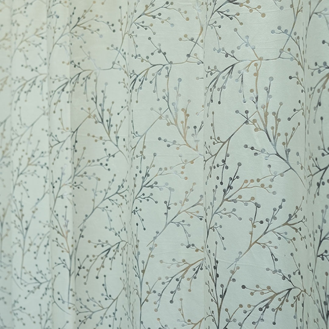 2 PCS PREMIUM QUALITY TEXTURE VELVET CURTAINS - Cream