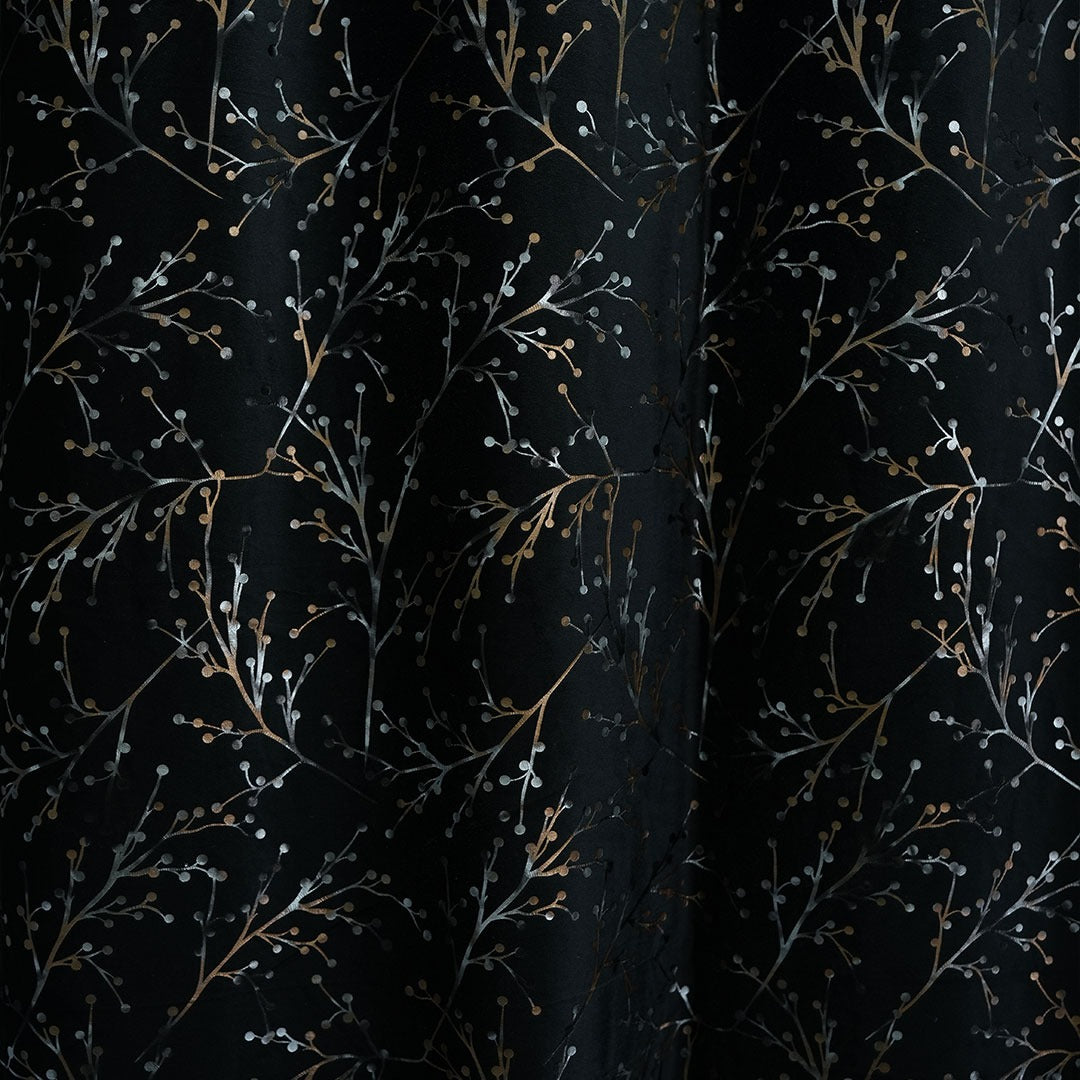 2 PCS PREMIUM QUALITY TEXTURE VELVET CURTAINS - Black