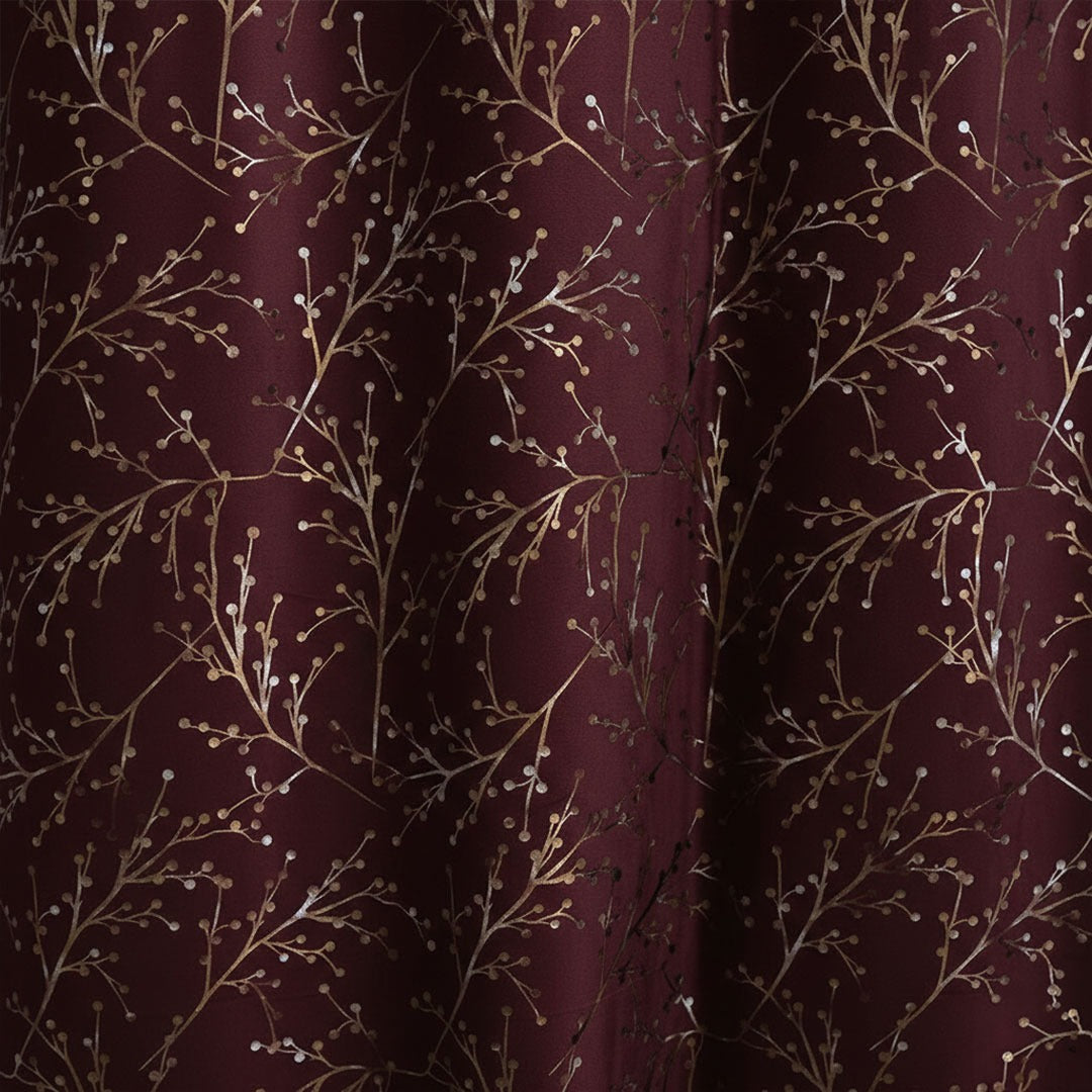 2 PCS PREMIUM QUALITY TEXTURE VELVET CURTAINS - Maroon