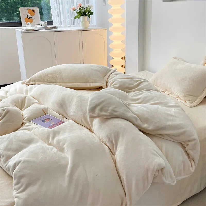 Plain Duvet Set Velvet - Off White (295)