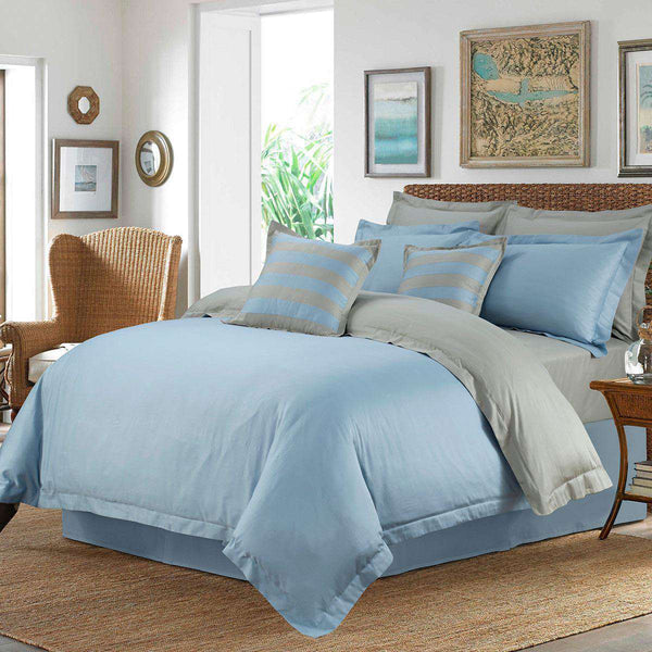 Luxury Embellish Duvet Set - Sky Blue And Grey (084)