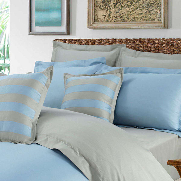 Luxury Embellish Duvet Set - Sky Blue And Grey (084)