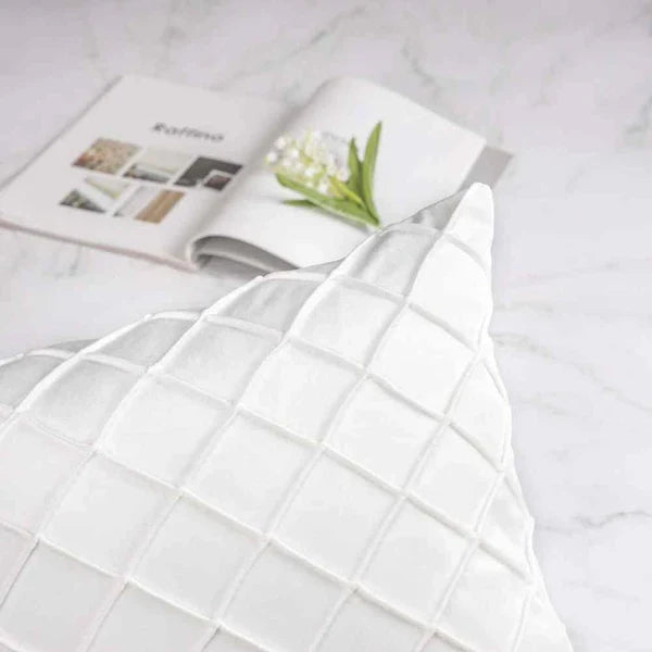 Pack of 2 Velvet Decorative Pleated Square Cushion -  White