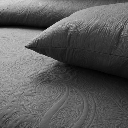 Spiral Vibes 3 Pcs Ultrasonic Bedspread - Dark Grey