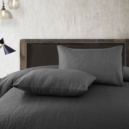 Spiral Vibes 3 Pcs Ultrasonic Bedspread - Dark Grey