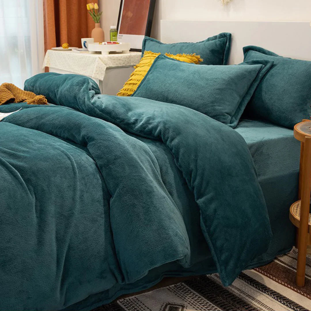 Plain Duvet Set Velvet  - Teal (291)