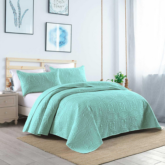3 Pcs Ultrasonic Bedspread - Ferozi (016)