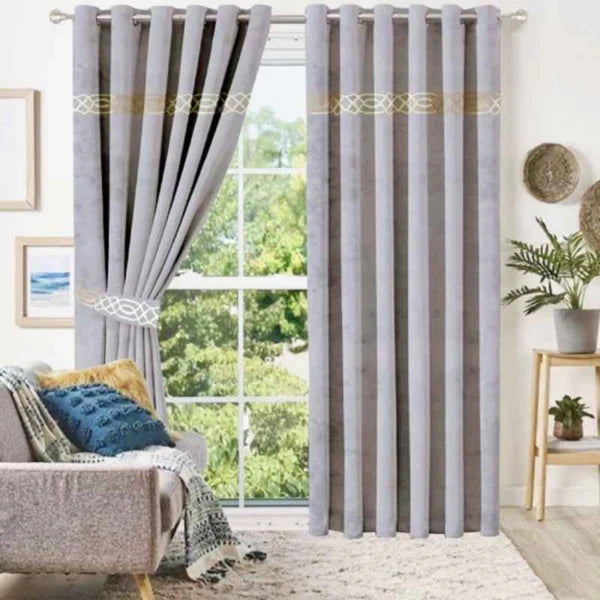 Luxury Velvet Curtain - (2 Panels with 2 belts) (0073)