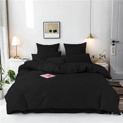 Cross Pleated Duvet Set - Black (027)