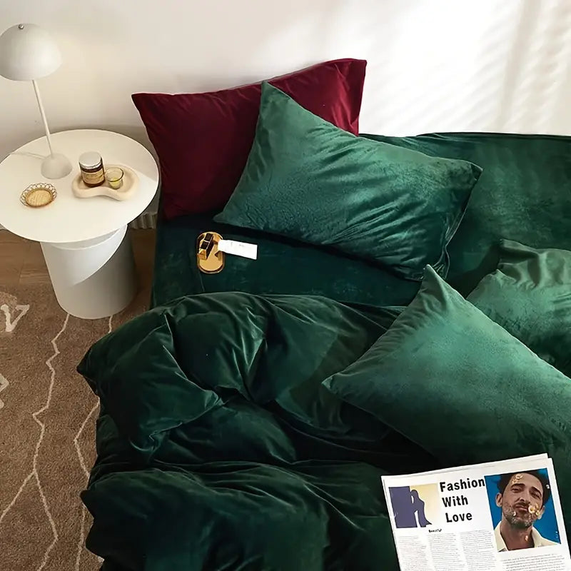 Reversible Duvet Set Velvet  - Green (284)