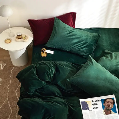 Reversible Duvet Set Velvet  - Green (284)