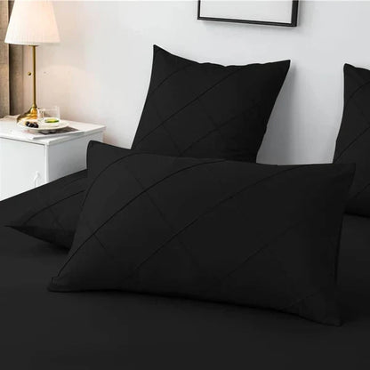 Cross Pleated Duvet Set - Black (027)