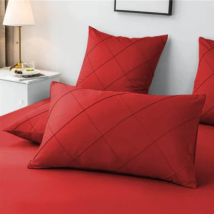 Cross Pleated Duvet Set - Red (036)