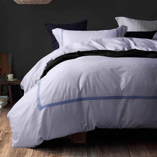 Triple Stitch Baratta Duvet Set - White & Sky Blue (122)