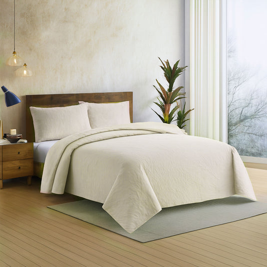 Spiral Vibes 3 Pcs Ultrasonic Bedspread - Cream