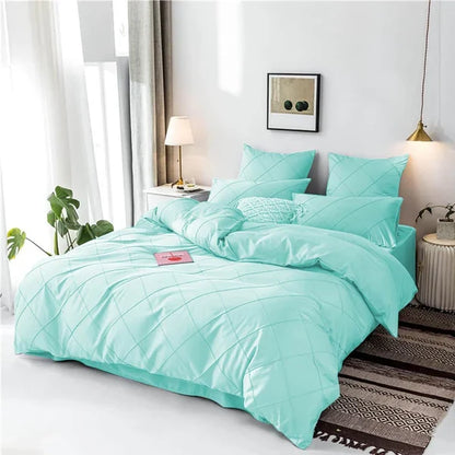 Cross Pleated Duvet Set - Ferozi (031)