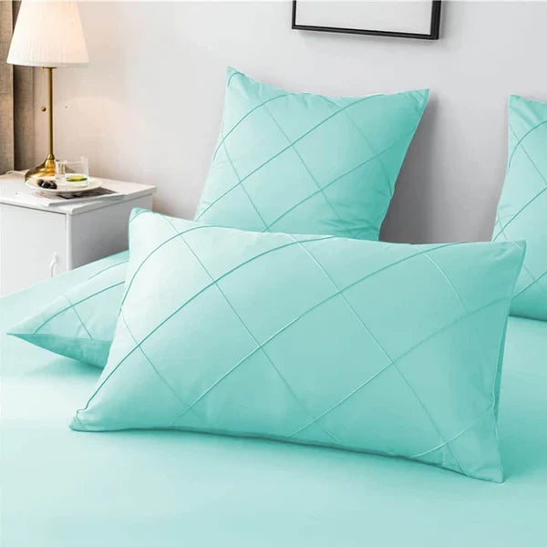 Cross Pleated Duvet Set - Ferozi (031)
