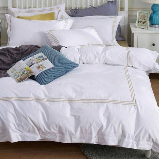 Triple Stitch Baratta Duvet Set - White & Golden (121)