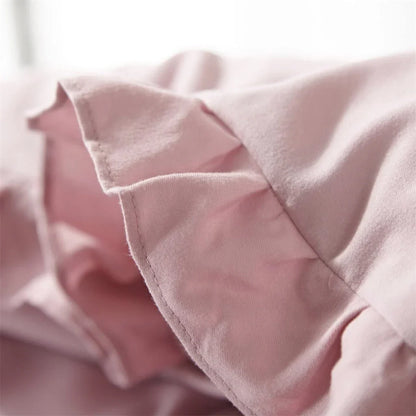 3 Pcs Ruffle Edge Duvet Cover Set - Blush Pink (255)