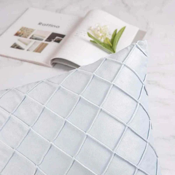 Pack of 2 Velvet Decorative Pleated Square Cushion - Sky Blue