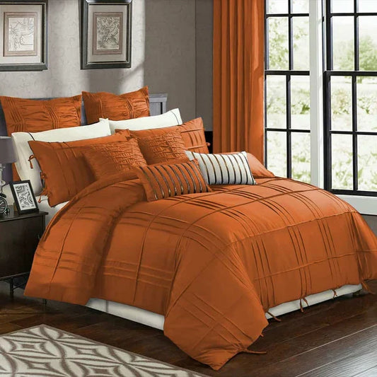Luxury Box Pleated Duvet Set- Orange (146)