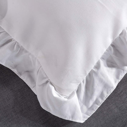3 Pcs Ruffle Edge Duvet Cover Set - White (263)
