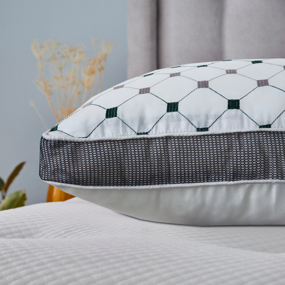 Pack of 2 luxury Decorative pillows - Green & Grey