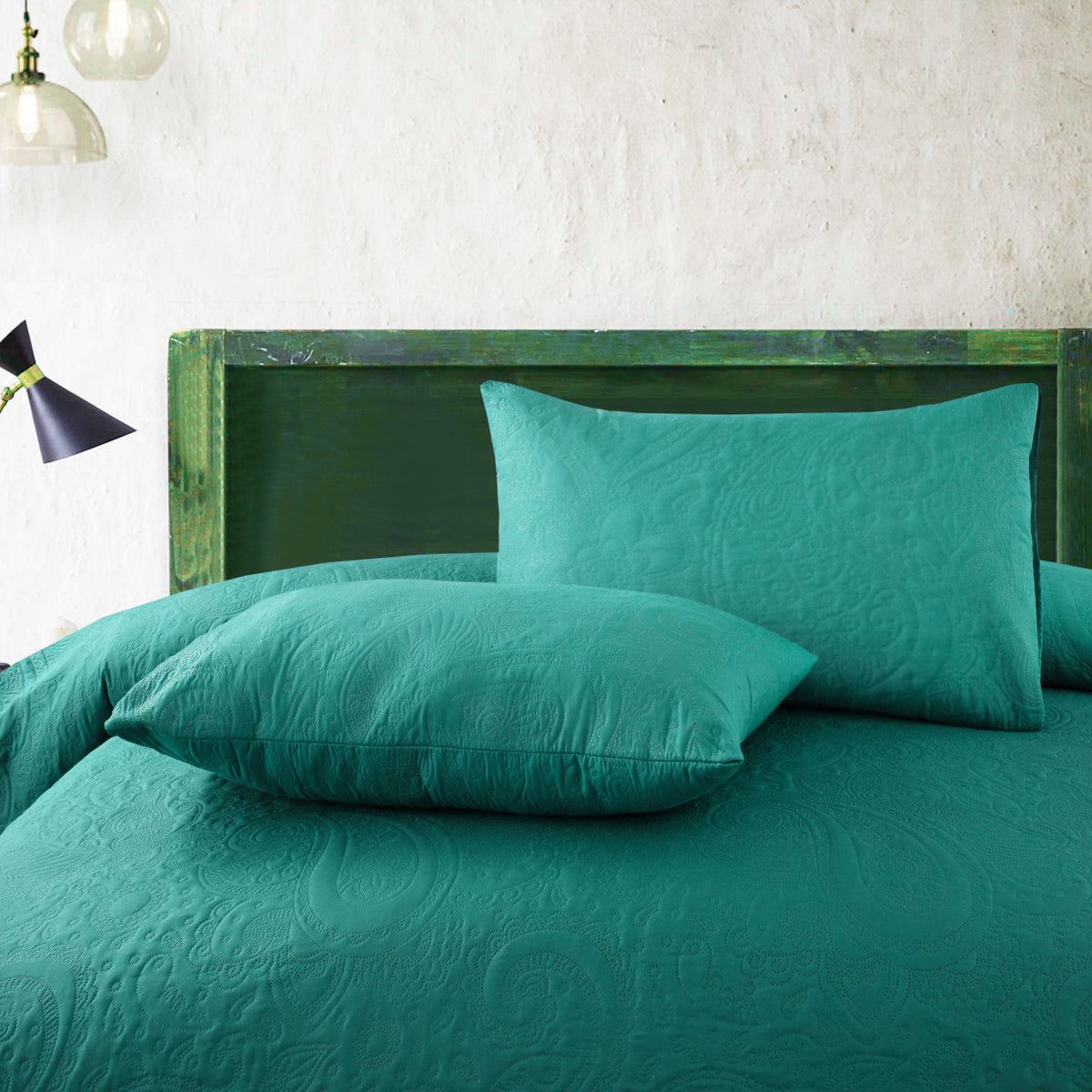 Spiral Vibes 3 Pcs Ultrasonic Bedspread - Ferozi