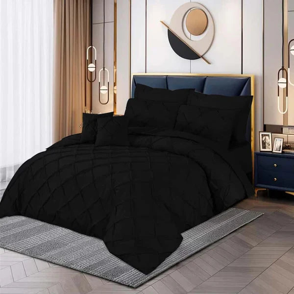 Pintuck Duvet Set - Black (040)