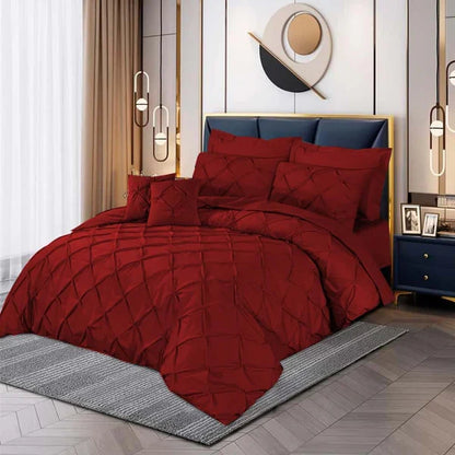 Pintuck Duvet Set - Red (049)