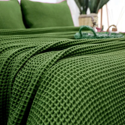 Cotton Waffle Blanket - Green