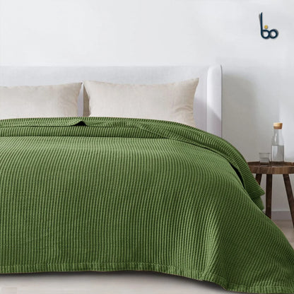 Cotton Waffle Blanket - Green