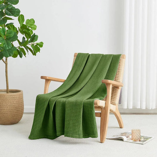 Cotton Waffle Blanket - Green