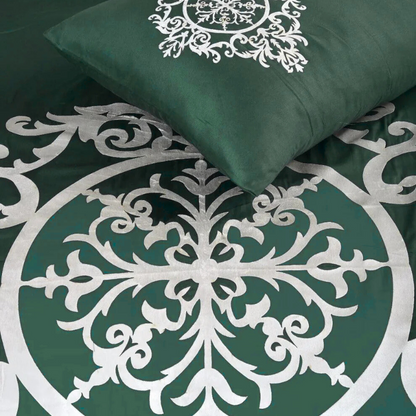 8 Pcs Luxury Embroidered Aplic Duvet Set  - Green (302)