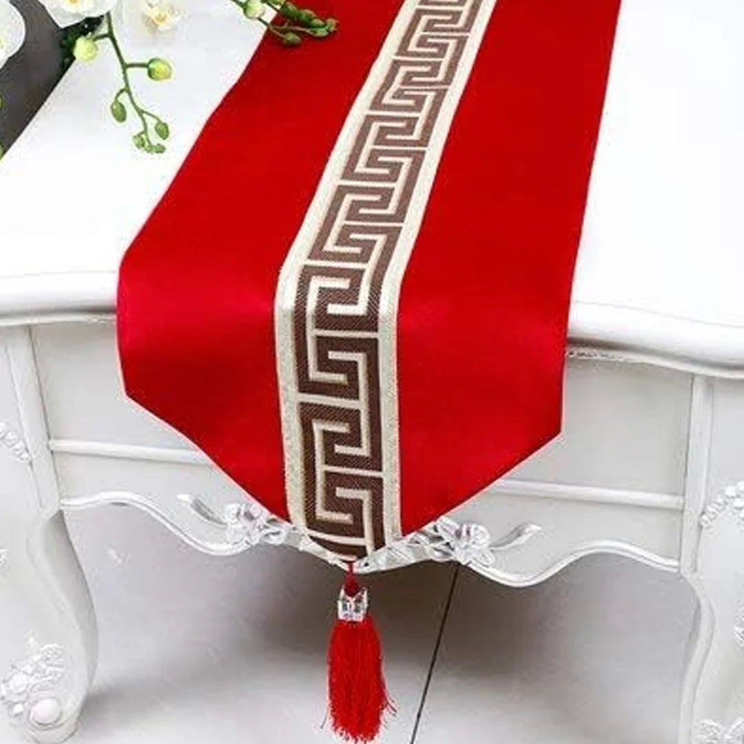 7 Pieces Splendid Velvet Table Runner Bright Red