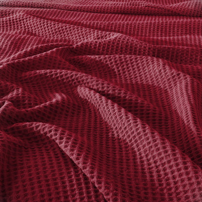 Cotton Waffle Blanket - Maroon