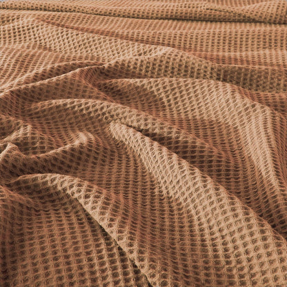 Cotton Waffle Blanket - Camel