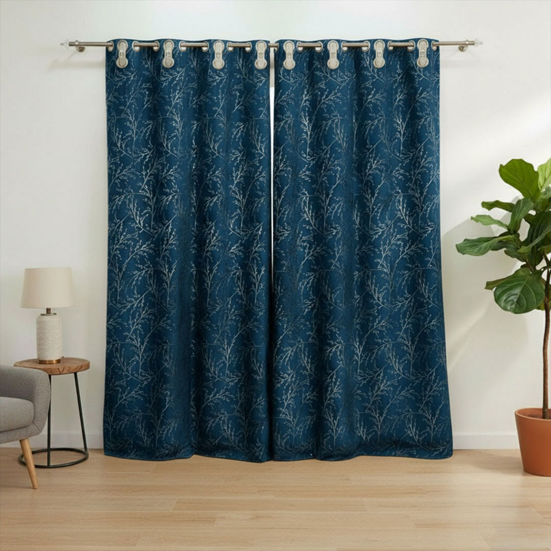 2 PCS PREMIUM QUALITY TEXTURE VELVET CURTAINS - Zink