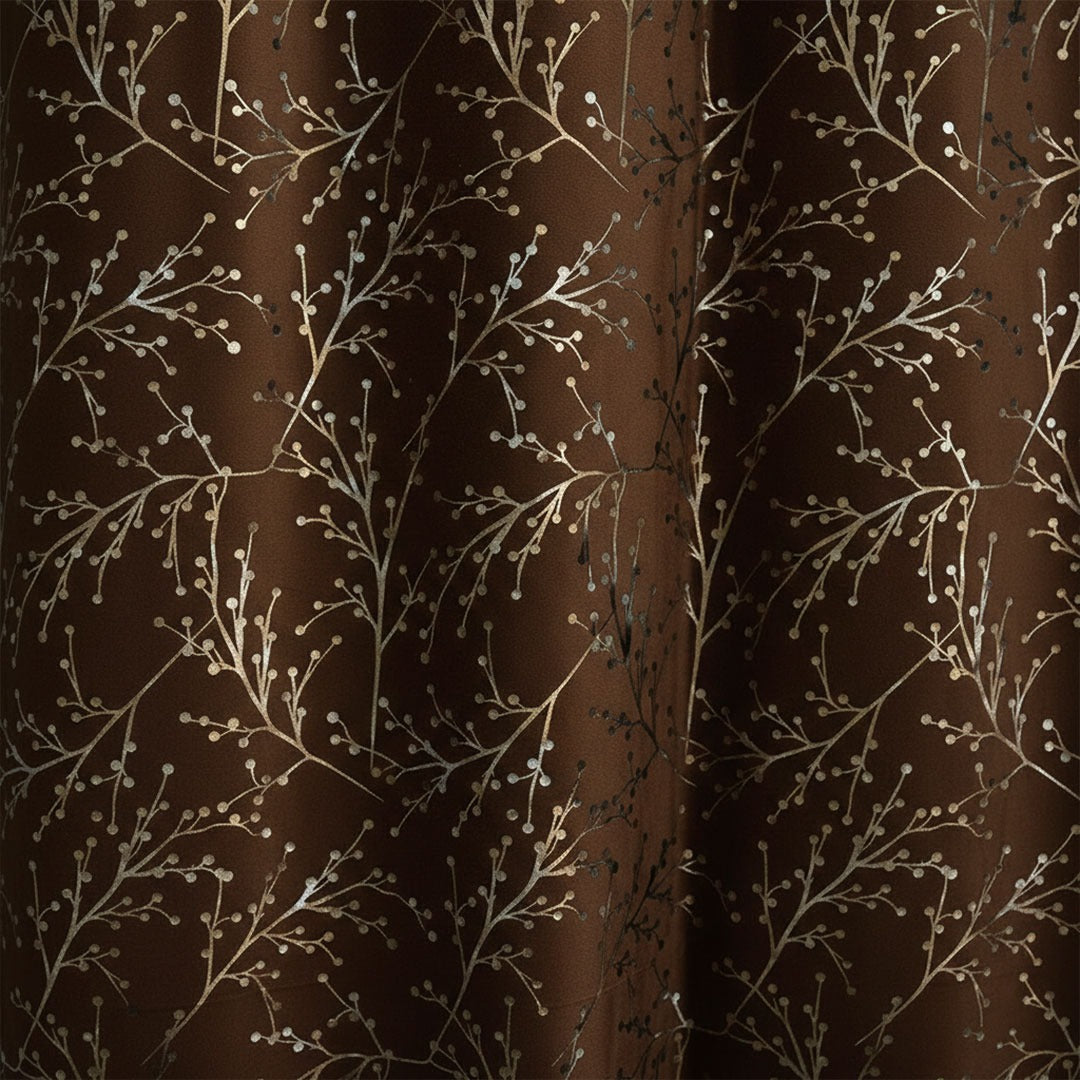 2 PCS PREMIUM QUALITY TEXTURE VELVET CURTAINS - Brown