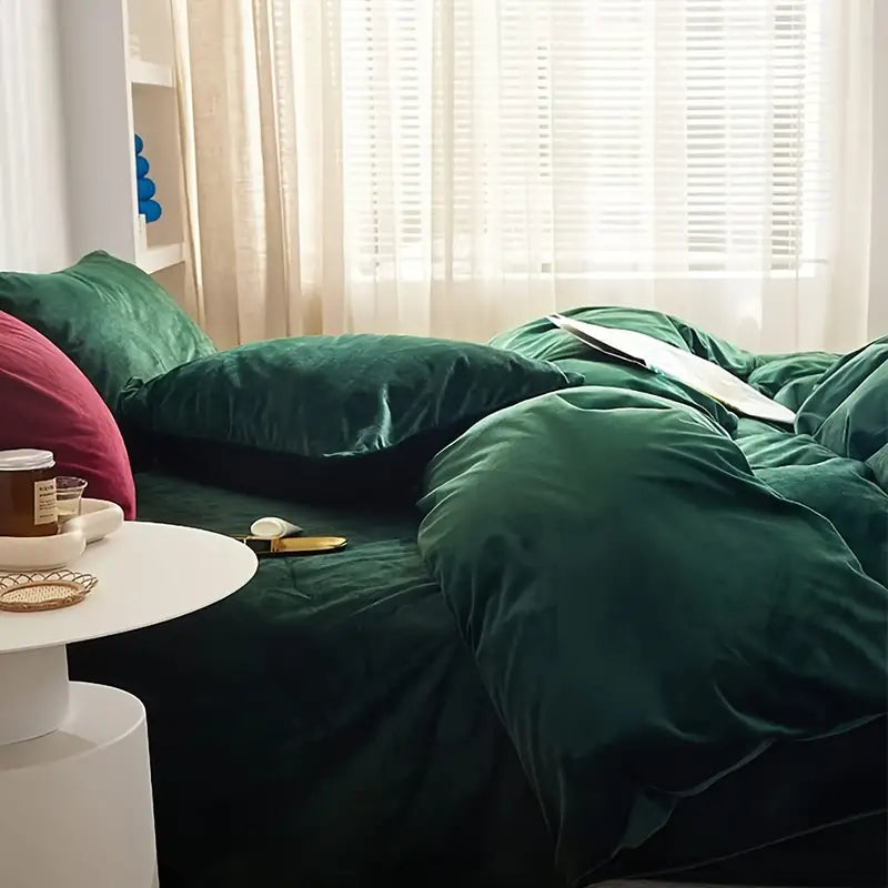 Reversible Duvet Set Velvet  - Green (284)