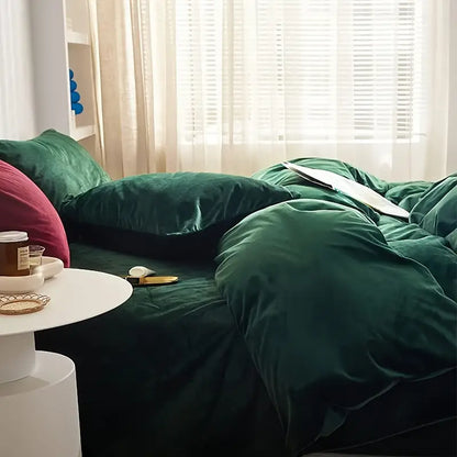 Reversible Duvet Set Velvet  - Green (284)